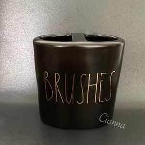 Rae Dunn Black Brushes Holder (Gold Lettering)